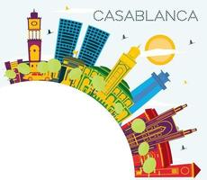Casablanca Marokko stad horizon met kleur gebouwen, blauw lucht en kopiëren ruimte. vector