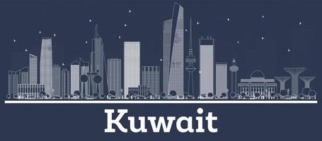 schets Koeweit stad horizon met wit gebouwen. vector