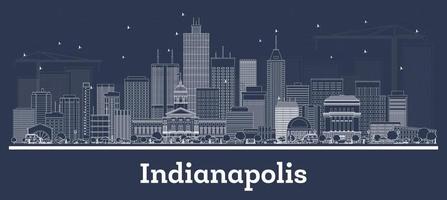 schets Indianapolis Indiana stad horizon met wit gebouwen. vector