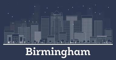 schets Birmingham Alabama stad horizon met wit gebouwen. vector