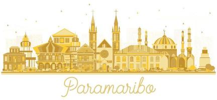 paramaribo Suriname stad horizon silhouet met gouden gebouwen geïsoleerd Aan wit. vector