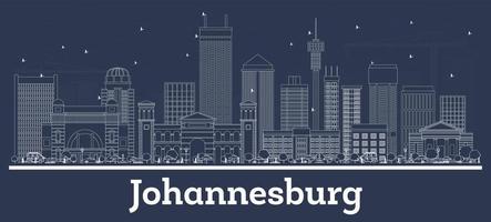 schets Johannesburg zuiden Afrika stad horizon met wit gebouwen. vector
