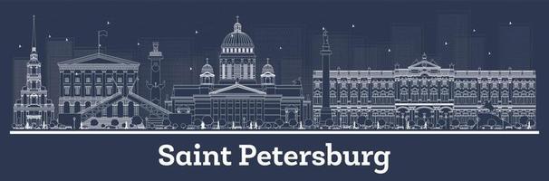 schets heilige petersburg Rusland stad horizon met wit gebouwen. vector