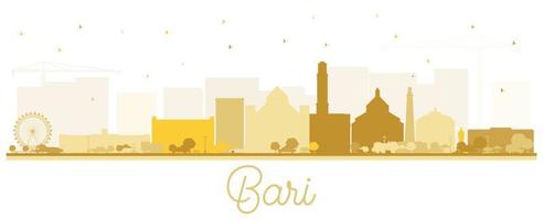 bari Italië stad horizon silhouet met gouden gebouwen geïsoleerd Aan wit. vector