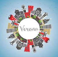 verona Italië stad horizon met kleur gebouwen, blauw lucht en kopiëren ruimte. vector