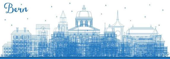 schets Bern Zwitserland stad horizon met blauw gebouwen. vector