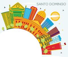 santo domingo dominicaans republiek horizon met kleur gebouwen, blauw lucht en kopiëren ruimte. vector