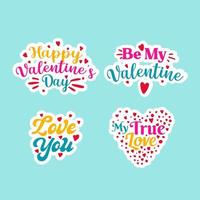 reeks van belettering stickers voor Valentijnsdag dag viering vector