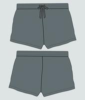 zweet shorts hijgen technisch mode vlak schetsen vector illustratie sjabloon voorkant en terug keer bekeken.