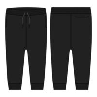 fleece kleding stof jogger joggingbroek algemeen technisch mode vlak schetsen vector illustratie sjabloon voorkant, terug keer bekeken.