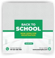 school toelating social media post banner ontwerp. terug naar school social media post banner ontwerpset. terug naar school toelating promotie banner. schooltoelatingssjabloon voor advertentie op sociale media. vector