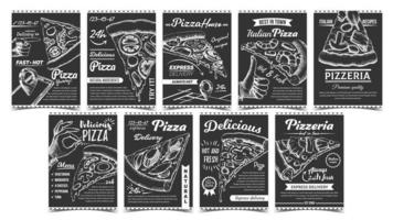 pizzeria verzameling verschillend posters reeks vector