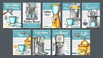 koffie machine, houder en kop posters reeks vector