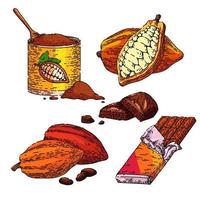 chocola cacao reeks schetsen hand- getrokken vector