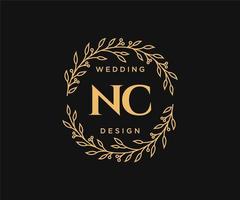 nc initialen brief bruiloft monogram logos verzameling, hand- getrokken modern minimalistisch en bloemen Sjablonen voor uitnodiging kaarten, opslaan de datum, elegant identiteit voor restaurant, boetiek, cafe in vector