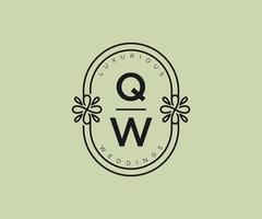 qw initialen brief bruiloft monogram logos sjabloon, hand- getrokken modern minimalistisch en bloemen Sjablonen voor uitnodiging kaarten, opslaan de datum, elegant identiteit. vector