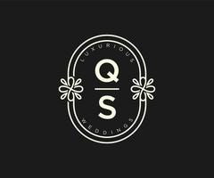 qs initialen brief bruiloft monogram logos sjabloon, hand- getrokken modern minimalistisch en bloemen Sjablonen voor uitnodiging kaarten, opslaan de datum, elegant identiteit. vector