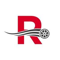 sport auto brief r automotive auto reparatie logo ontwerp concept met vervoer band icoon vector sjabloon