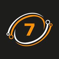 technologie logo ontwerp Aan 7 brief concept. technologie netwerk logo sjabloon vector