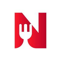brief n restaurant logo gecombineerd met vork icoon vector sjabloon