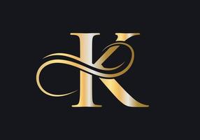brief k logo luxueus teken met gouden luxe kleur en monogram symbool vector