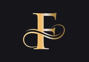 brief f logo luxueus teken met gouden luxe kleur en monogram symbool vector