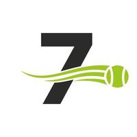 brief 7 tennis club logo ontwerp sjabloon. tennis sport academie, club logo vector