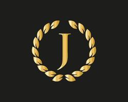 brief j luxe logo sjabloon in vector voor restaurant, royalty, boetiek, cafe, hotel, heraldisch, sieraden en mode identiteit