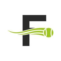 brief f tennis club logo ontwerp sjabloon. tennis sport academie, club logo vector