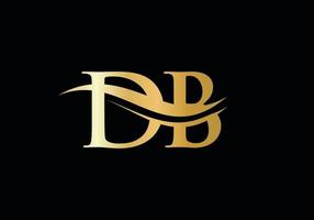 eerste goud db brief logo ontwerp met modern modieus vector