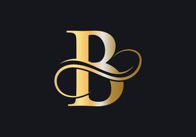 brief b logo luxueus teken met gouden luxe kleur en monogram symbool vector