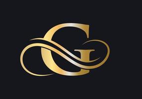 brief g logo luxueus teken met gouden luxe kleur en monogram symbool vector