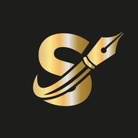 onderwijs logo Aan brief s concept met pen penpunt vector sjabloon