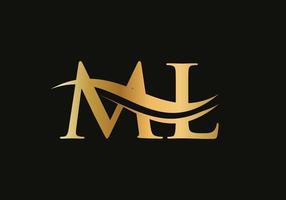 creatief ml brief met luxe concept. modern ml logo ontwerp voor bedrijf en bedrijf identiteit vector