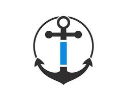 eerste brief ik anker logo. marinier, het zeilen boot logo vector