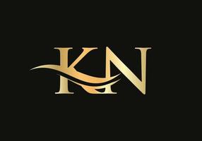 kn brief logo ontwerp. premie brief kn logo ontwerp met water Golf concept vector