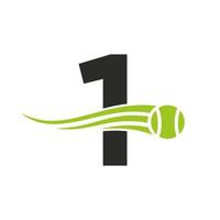 brief 1 tennis club logo ontwerp sjabloon. tennis sport academie, club logo vector