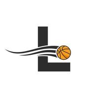 brief l mand bal logo ontwerp voor mand club symbool vector sjabloon. basketbal logo element