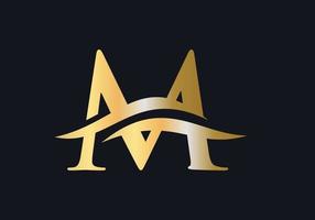 brief m logo met luxe concept vector