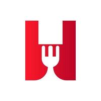 brief h restaurant logo gecombineerd met vork icoon vector sjabloon