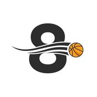 brief 8 mand bal logo ontwerp voor mand club symbool vector sjabloon. basketbal logo element
