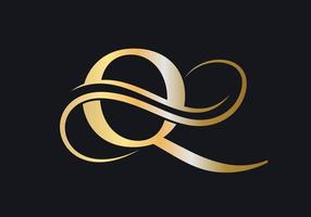 brief q logo luxueus teken met gouden luxe kleur en monogram symbool vector