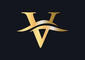 brief v logo met luxe concept vector