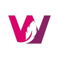 brief w vogel veer logo ontwerp concept voor wet identiteit vector sjabloon