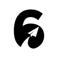 brief 6 reizen logo combineren met vliegend vliegtuig vector sjabloon. toerist logo element