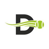 brief d tennis club logo ontwerp sjabloon. tennis sport academie, club logo vector