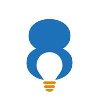 brief 8 elektrisch logo combineren met elektrisch lamp icoon vector sjabloon. licht lamp logotype teken symbool