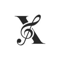 brief X muziek- logo. dj symbool podcast logo icoon vector sjabloon