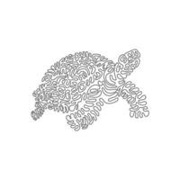 single gekruld een lijn tekening van moeilijk, afgeronde schelp reptiel abstract kunst. doorlopend lijn trek grafisch ontwerp vector illustratie van schildpadden voeten stomp voor icoon, symbool, bedrijf logo, muur decor