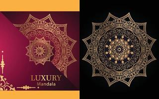 luxe sier- mandala ontwerp achtergrond in goud kleur voor jezelf vector